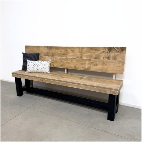 Eetkamerbank met rug Sjors steigerhout