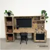 Speelmeubel van steigerhout met 3 vakken en krijtbord Speelmeubel van steigerhout met 3 vakken en krijtbord