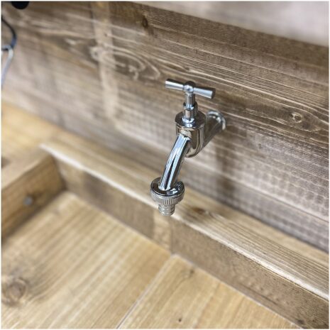 Steigerhouten speelkeuken 14 compact met kraan en wasbak