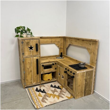 Steigerhouten speelkeuken 15 hoekmodel