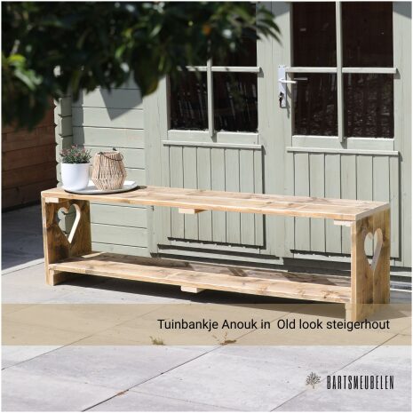 Tuinbankje Anouk in old look steigerhout