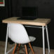 eiken bureau met stalen onderstel 1.1