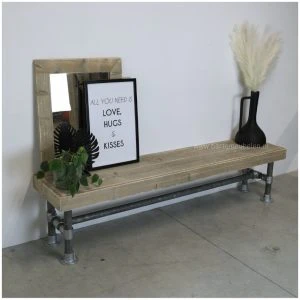 steigerhouten bank sam met steigerbuis