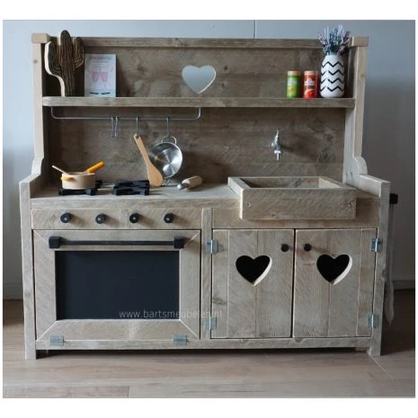 steigerhouten speelkeuken 14 vooraanzicht