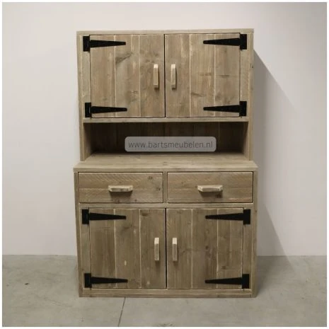steigerhouten buffetkast 2.9 foto steigerhouten buffetkast vooraanzicht en zwarte details