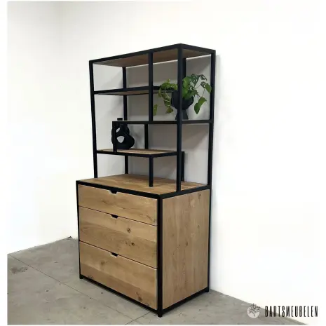 Kast eikenhout en staal claudia 1 Kast eikenhout en staal claudia