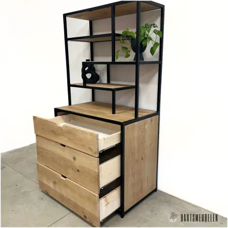 industriele kast eiken staal Claudia