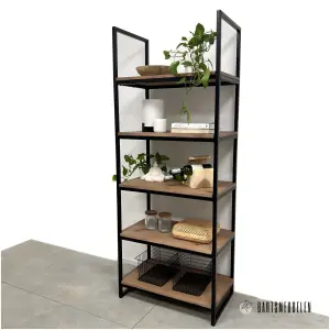 Boekenkast vintage eikenhout en staal 4