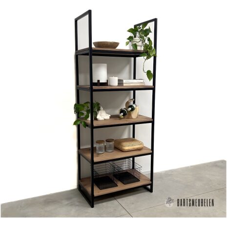 moderne Boekenkast vintage eikenhout en staal 4