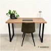 bureau met vintage eikenhouten blad en zwart staal