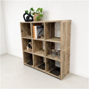 Steigerhouten vakkenkast 6
