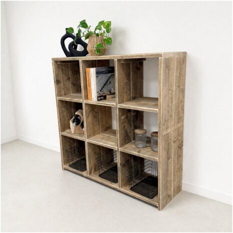 Steigerhouten vakkenkast 6