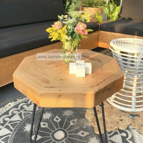 bijzettafeltje 8-hoek eikenhout