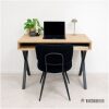 Bureau Eiken Mats met stalen X poten Bureau Eiken Mats met stalen X poten