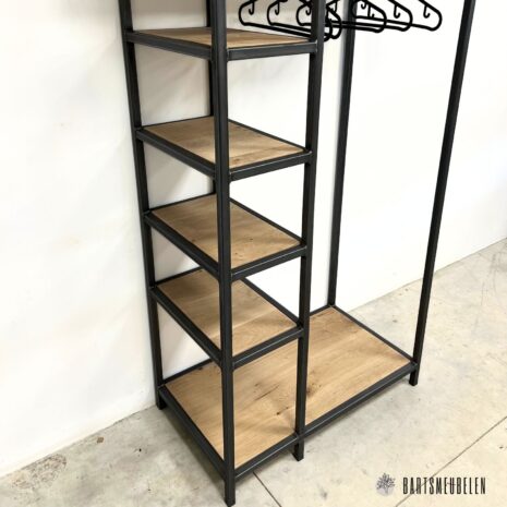 Garderobekast schoenenkast staal en eiken industrieel Elin