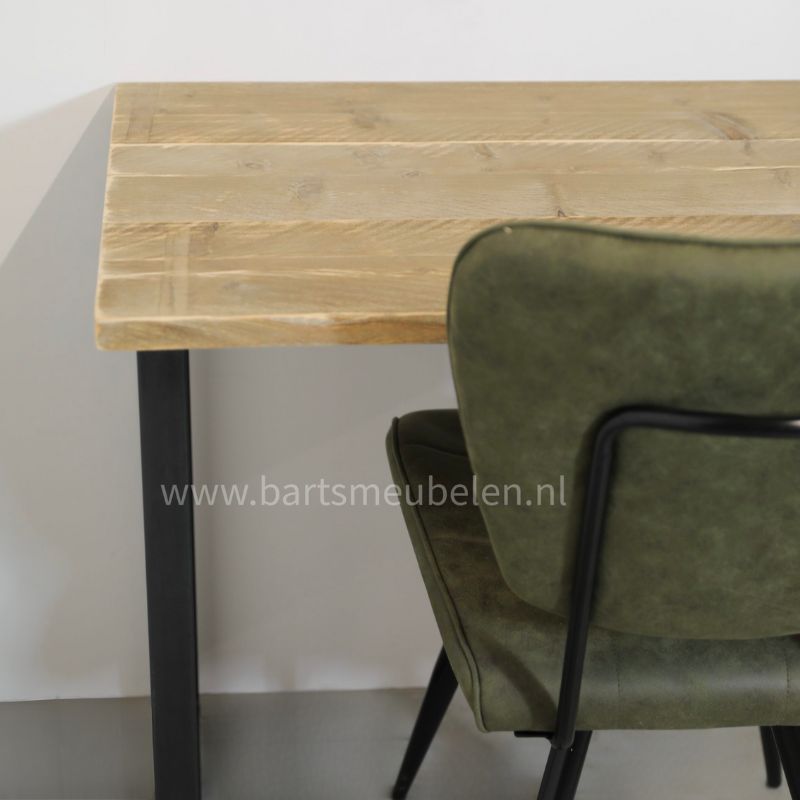 industieel bureau dean met steigerhout blad - details