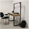 industrieel bureau lott met stalen fame en steigerhouten open blad