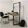industrieel bureau lott met stalen fame en steigerhouten open blad
