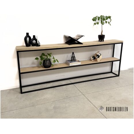 industriele sidetable eiken en staal Jort