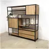 eiken houten wand kast met stalen frame