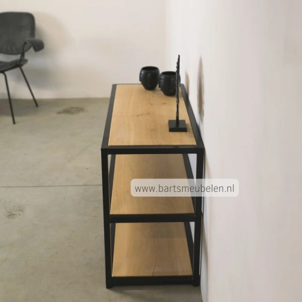 side table industrieel open met legplanken