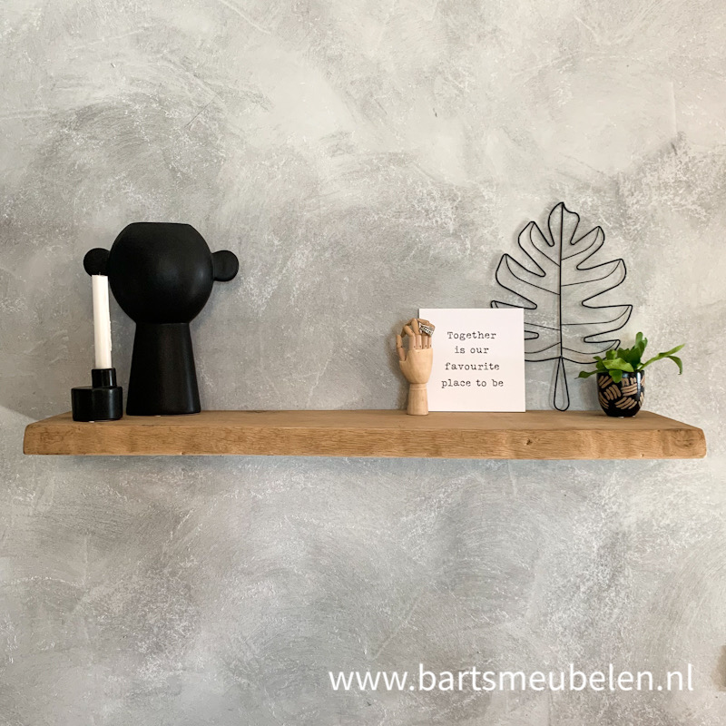 foto wandplank boomstam zwevend eikenhout aan muur