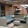 steigerhouten hoekbank bob in greywash met sierkussens