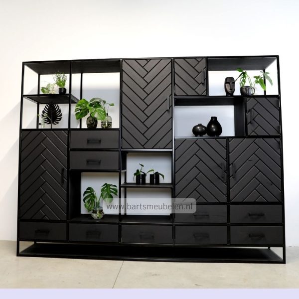 visgraat wandkast zwart