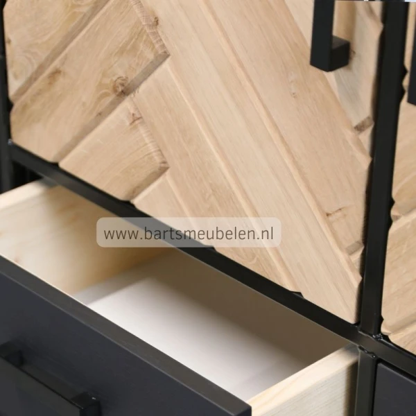 open lade visgraat kast