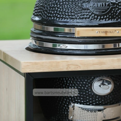 bbq tafel industrieel eikenhout en boomblad