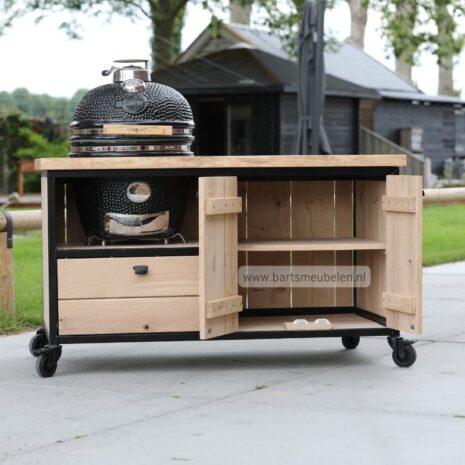 bbq tafel industrieel eikenhout en boomblad jim opbergkast