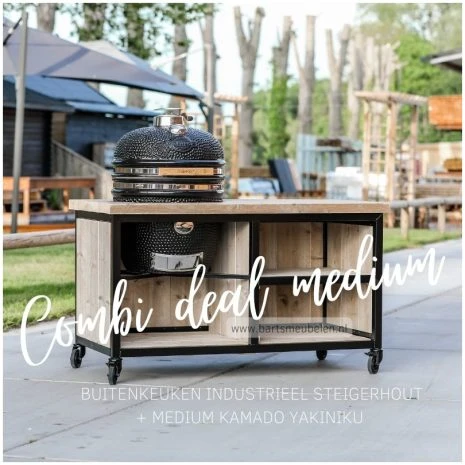 combi deal medium industrieel steigerhout bbqtafel kamado combi deal industrieel steigerhout