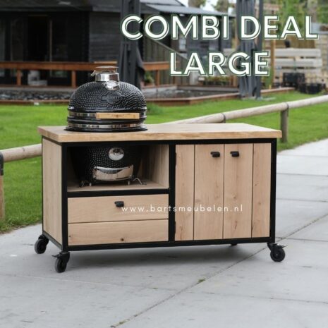 combi deal kamado large bbqtafel industrieel eiken