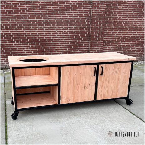 Mat zwart Stalen bbq tafel douglas