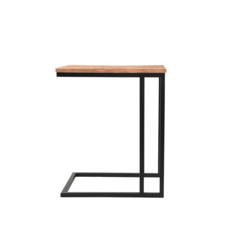 zijkant laptoptafel rough mangohout move met stalen frame
