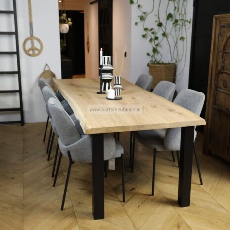 tafel boomstamblad met 4 losse poten 8x8cm