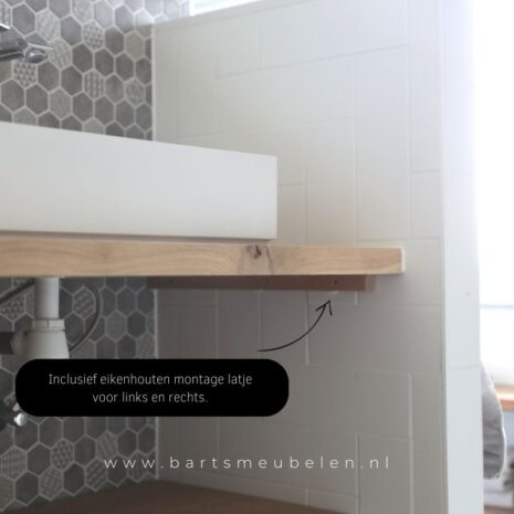 inclusief eikenhouten montage latje voor links en rechts - badkamerblad