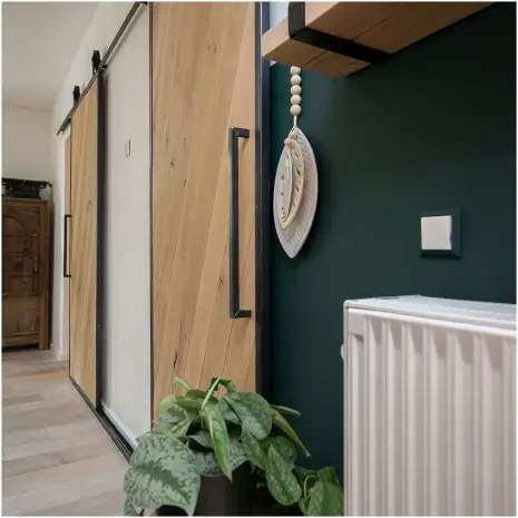 Dubbele loft deur eiken en staal