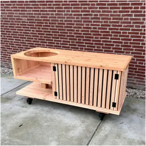 Buitenkeuken met latjes douglas hout op wielen