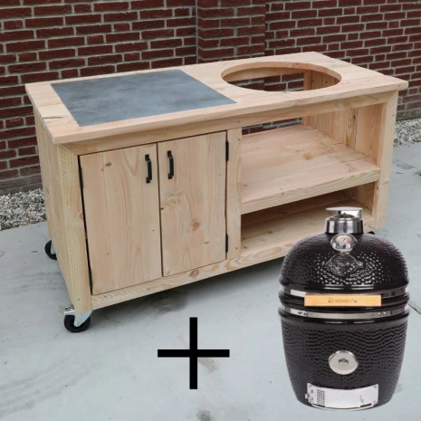 Buitenkeuken douglas met tegel en medium kamado Yakiniku