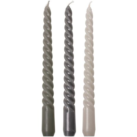 Gusta Dinerkaarsen set van 3 stuks grijs