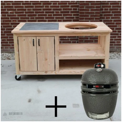 buitenkeuken douglas met tegel en large kamado GrillGuru