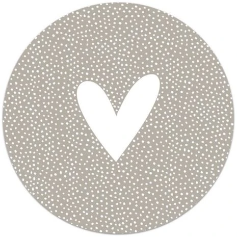 Muurcirkel beige hart met dots patroon