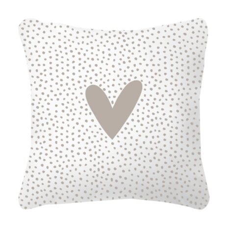 Tuinkussen wit met beige hart 40x40cm
