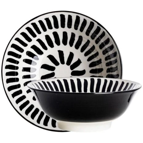 Zwart wit schaal petiscos O21cm streep 1 Zwart wit schaal petiscos Ø21cm streep 1