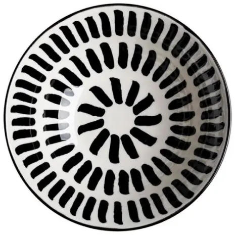 Zwart wit schaal petiscos Ø21cm streep