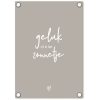 zoedt tuinposter beige met tekst: geluk zit in het zonnetje