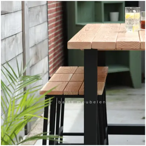 6 persoons bartafel set douglas met stalen frame - details