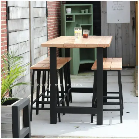 6 persoons bartafel set douglas met stalen frame - zij foto