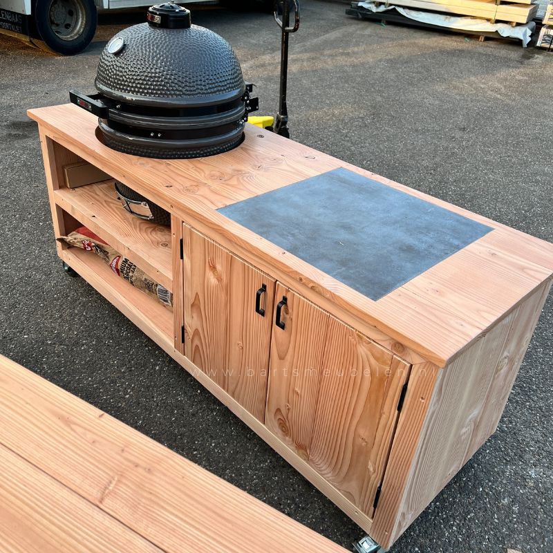 buitenkeuken 200cm+grillguru kamado met keramische tegel